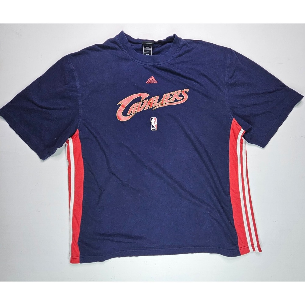 Cleveland Cavaliers Adidas‎ T Shirt Mens 2XL Blue Red White Stripe NBA Tee